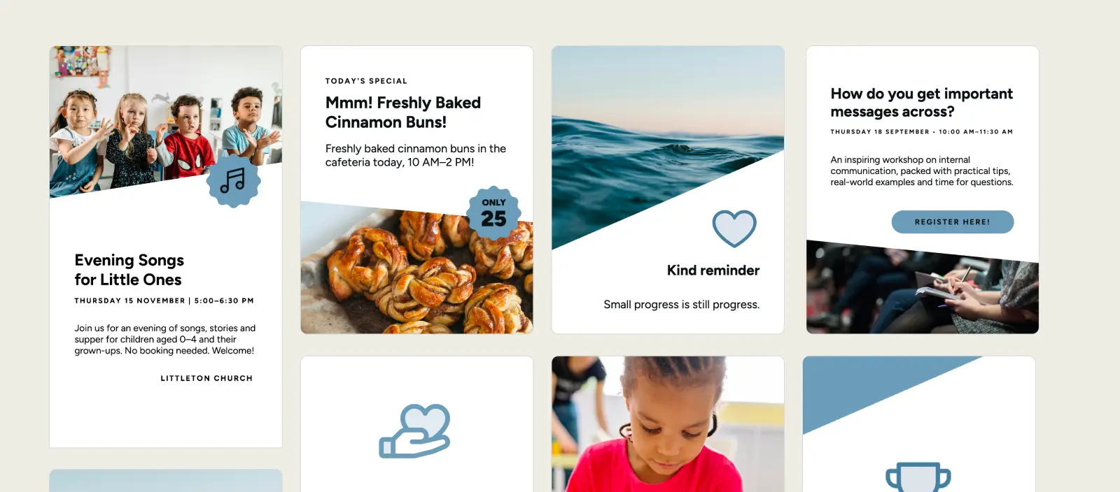 Selection of inspiration templates for Posters in PinToMind.